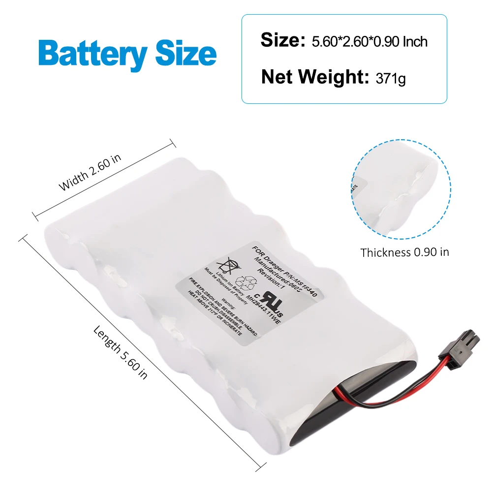 MS18340 Battery Repalcement For Draeger Infinity Delta Gamma XL Vista SC 6002XL MS14234 MS14490 MS18340 14.4V 5200mAh 74.88Wh