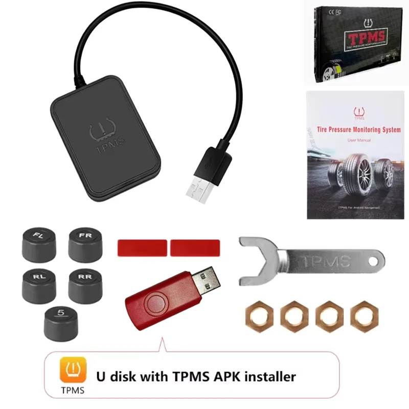 Système de surveillance de la pression des pneus USB Android TPMS, système d'alarme d'affichage pour lecteur de Navigation, capteurs d'avertissement de température