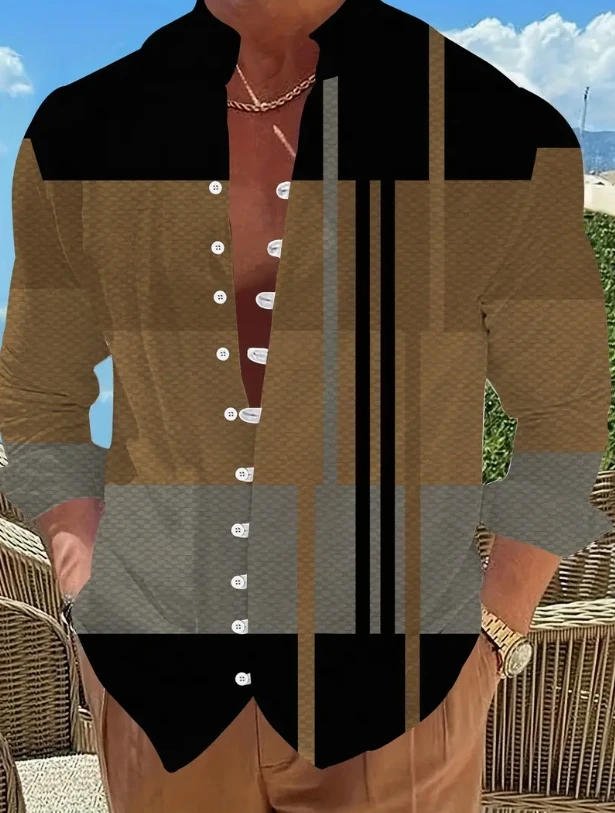 

Men's standing collar long sleeved shirt is fashionable, comfortable, and casual