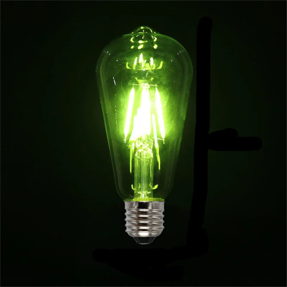 4pcs/lot pink blue Green Red Warm Color ST64 4W Led Filament Light COB Edison Retro Bulbs Dect for home bar Ampoule Lampara 220V