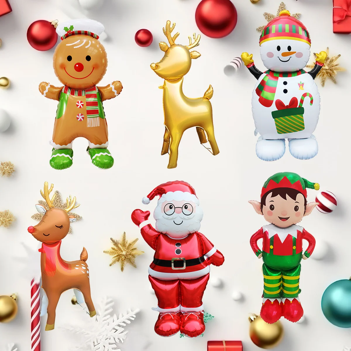 1pc 60 zoll Stand Sockel Weihnachten Thema Santa Claus Schneemann Lebkuchenmann Elf Form Folie Ballons Weihnachten Dekorationen