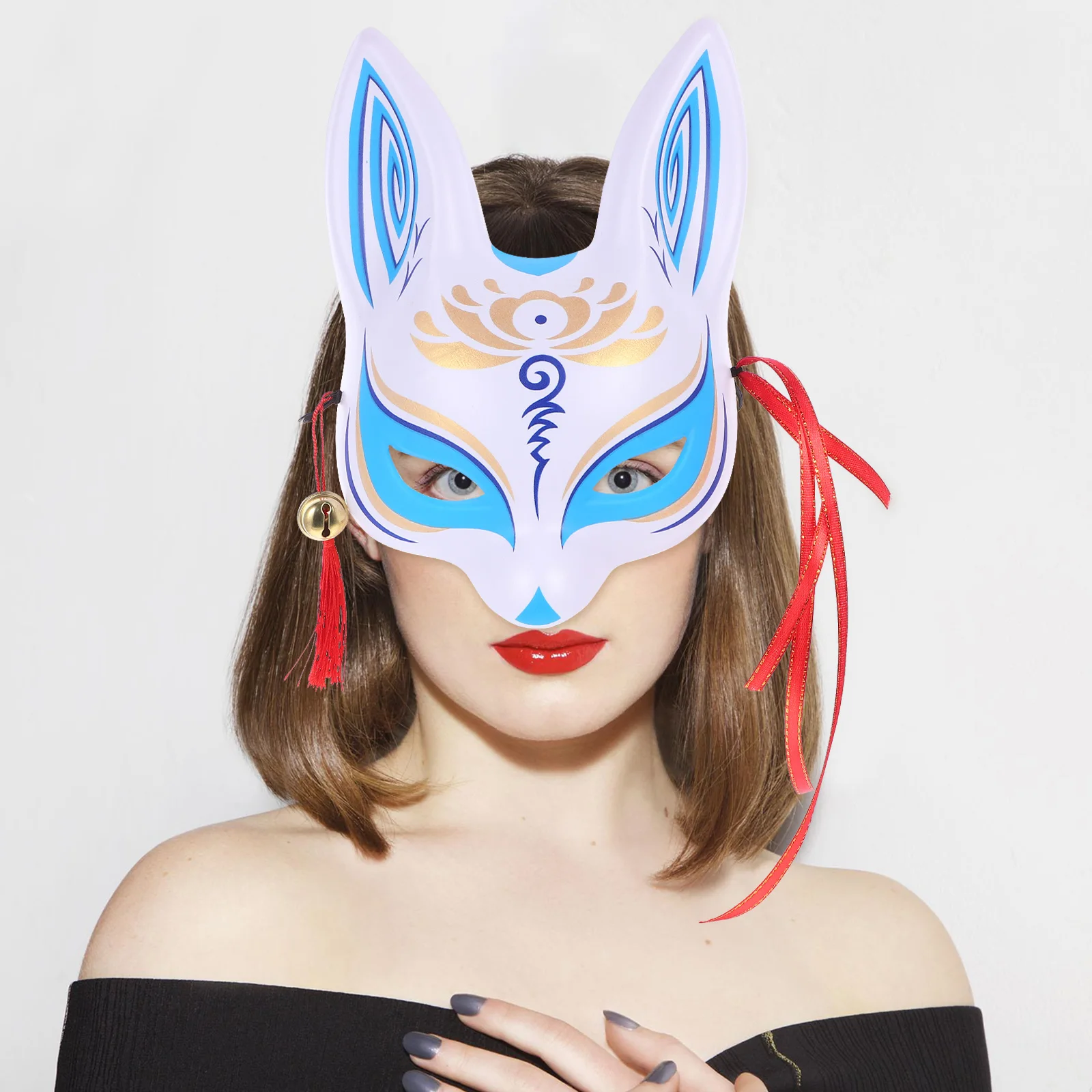 

Cosplay Fox Mask Half-faced Cherry Blossom Masquerade Costume for Party The Animal