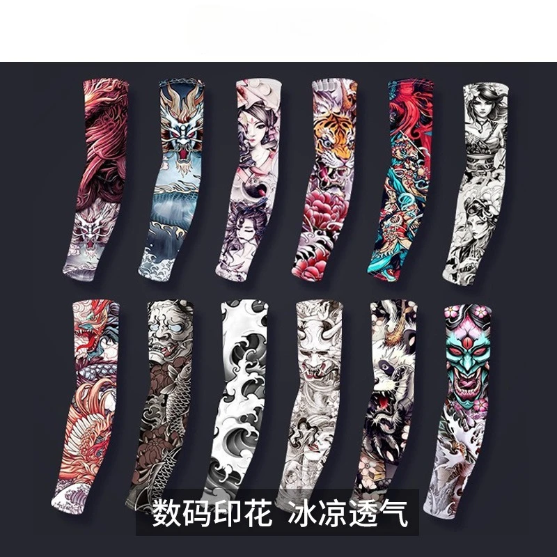 

1 Pair New Flower Arm Tattoo Sleeves Outdoor Riding Sunscreen Arm Sleeves Sun Uv Protection Arm Warmers For Men Women
