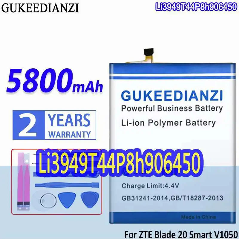 

Прочный аккумулятор для мобильного телефона Zte Blade 20 Smart V1050 V V2050 5800 мАч Li3949t44p8h906450