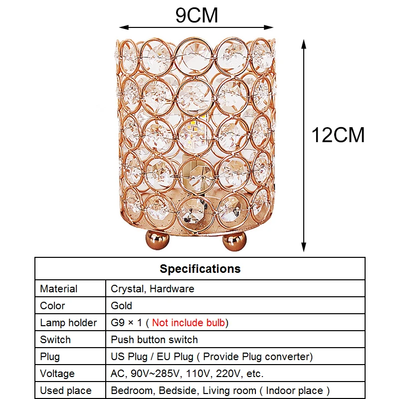 Lampu Meja Kristal Lampu Meja Modern Nordic Lampu Samping Tempat Tidur G9 untuk Kamar Tidur Ruang Tamu Dekorasi Hadiah Ulang Tahun Natal Tafellamp