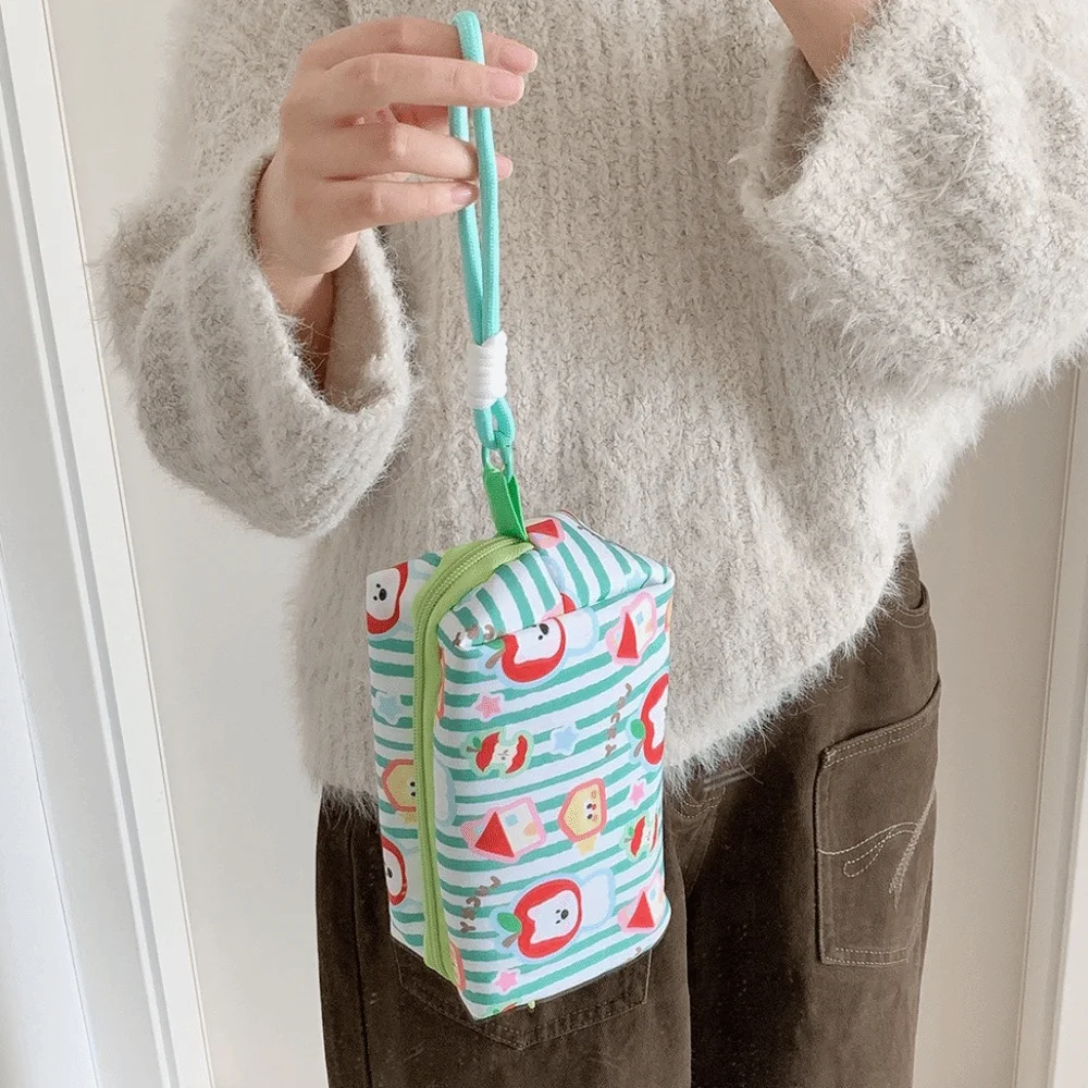 Pen Bag Cloth Cartoon Stationery Bag with Lanyard Fruit Cherry Korean Style Pencil Case Desktop Storage Large Capacity