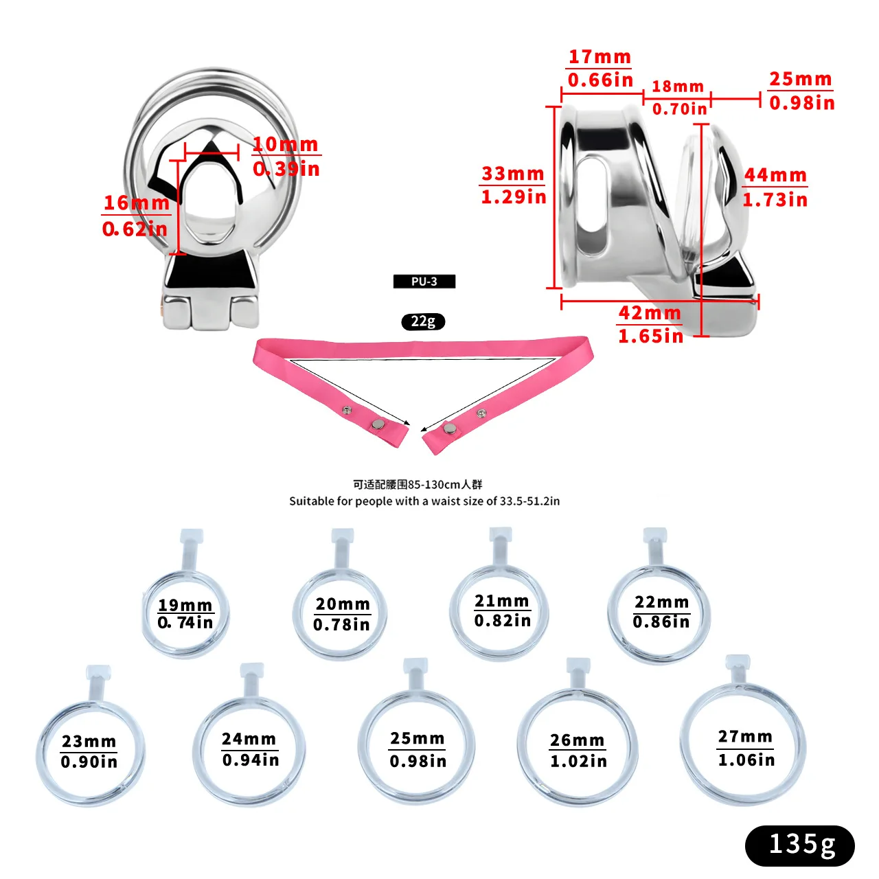 Fake girl hunting for novelty, men's metal stainless steel chastity lock, precision birdcage, glans lock without snap ring view 5