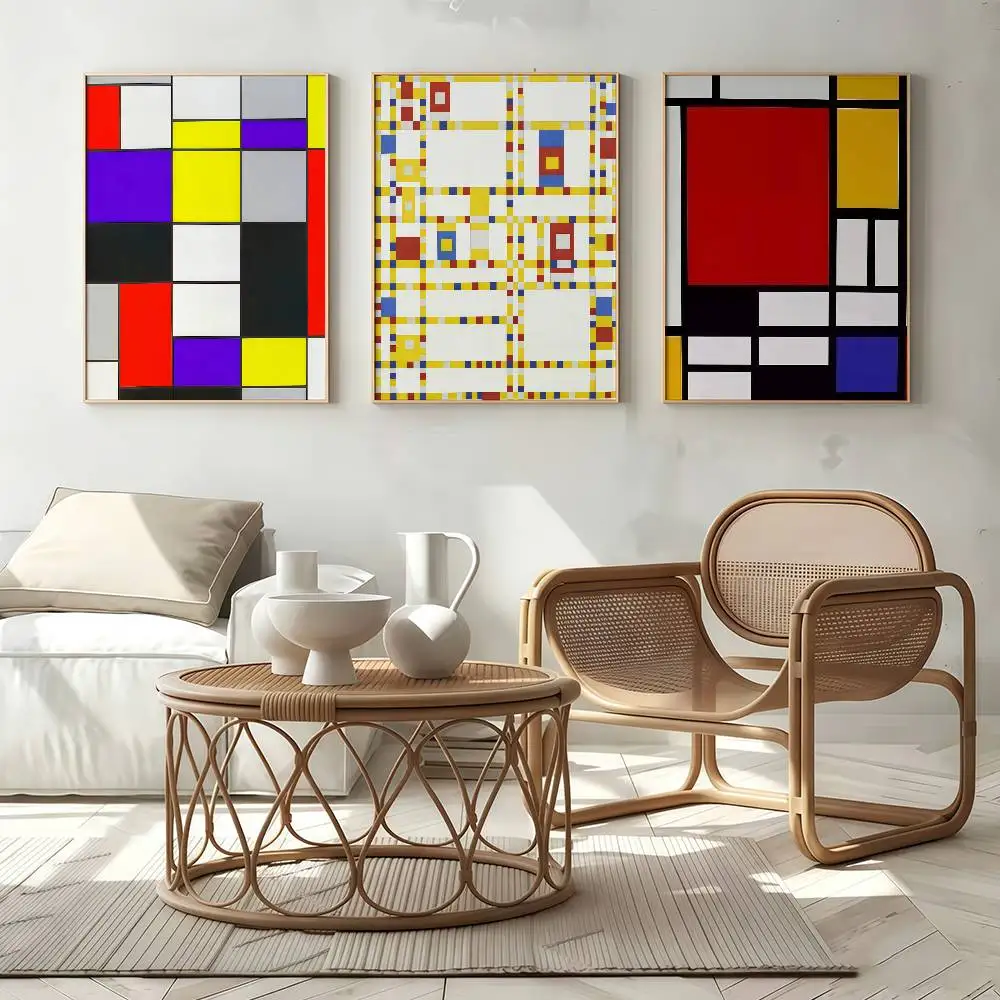 Artist M-Mondrian-NS Poster Self-adhesive Art Waterproof Paper Sticker Coffee House Bar Room Wall Decor