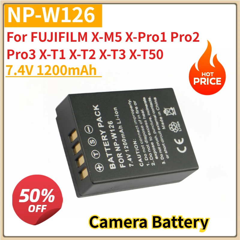 

New Camera Battery NP-W126 7.4V 1200mAh for FUJIFILM X-M5 X-Pro1 Pro2 Pro3 X-T1 X-T2 X-T3 X-T50 X-T100 X-T200 FinePix HS50EXR