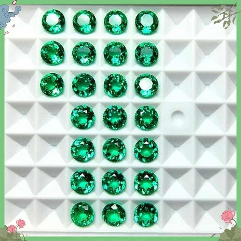 

Round Shape Lab Grown Columbia Emerald Natural Color DIY Charms Ring Necklace Earring Main Materials with Certificate Wholesale