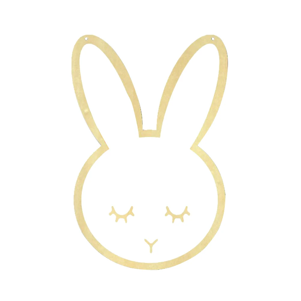 

Wooden Frame Acrylic Wall Mirror Hanging Bunny Shape Decor Mirror Home Light Reflecting Surface Easy Removable