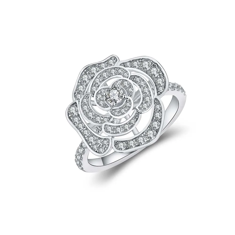 Attagems 1,5 CT Moissanit-Ring für Damen, D VVS, runder Diamant, doppelter Halo-Ring, Verlobung, Weihnachten, 925er Sterlingsilber, Hochzeit