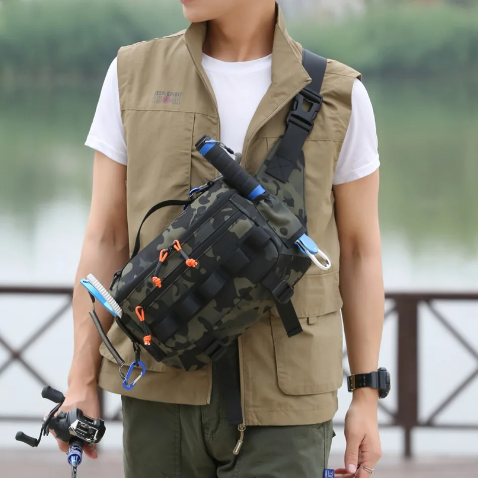 

Multi-layer outdoor fishing bag, multifunctional waist and chest bag, large-capacity fishing tactical camouflage crossbody bags