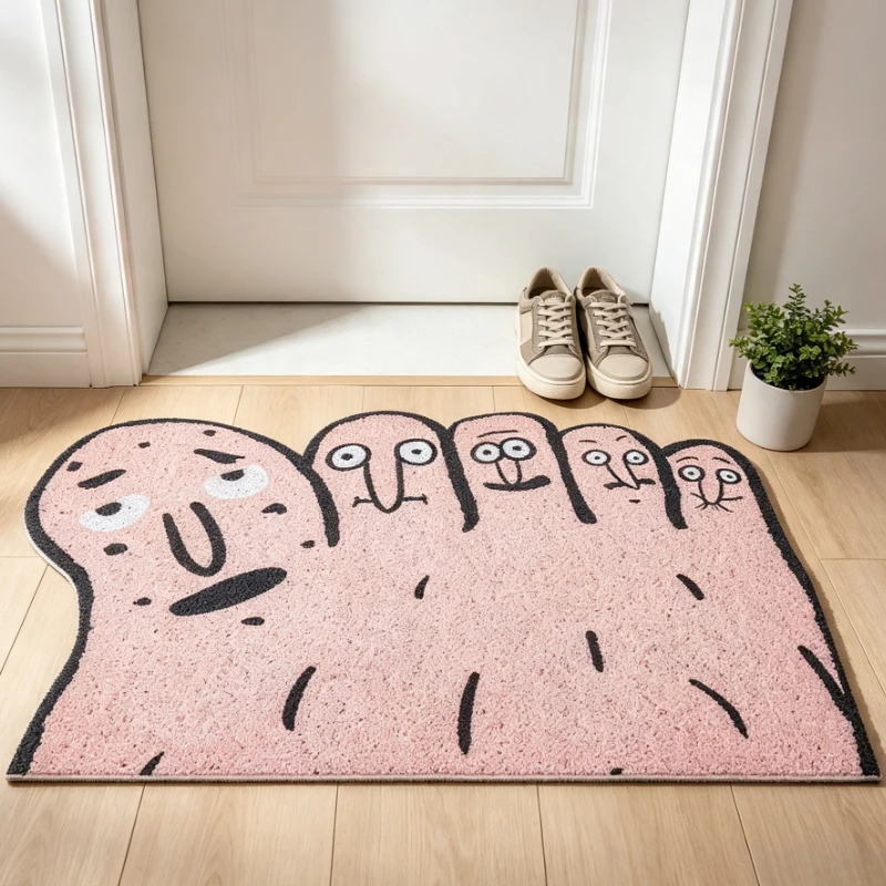 Cute Cartoon Big Foot Toe PVC Loop Doormat Funny Irregular Shape Cuttable Dust Removal Non Slip Wear Resistant Floor Rug
