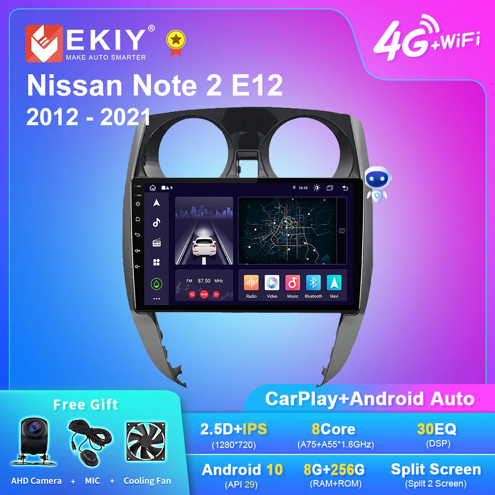

EKIY X7 Android 10 Car Radio For Nissan Note 2 E12 2012 - 2021 Navi GPS 1280*720 IPS Carplay Auto Multimedia Player No 2din DVD