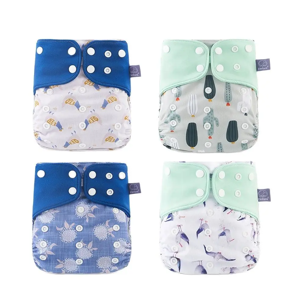 Happyflute-調節可能なベビーおむつ,ポケットおむつ,洗える再利用可能なおむつ,吸収性,エコロジカルなおむつカバー,新しいデザイン,特別オファー,os,4個