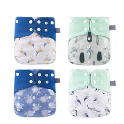 HappyFlute New 4PCS Design Hot Sale OS Pocket Diaper Washable&Reusable Absorbent Ecological Diaper Cover Adjustable Baby Nappy