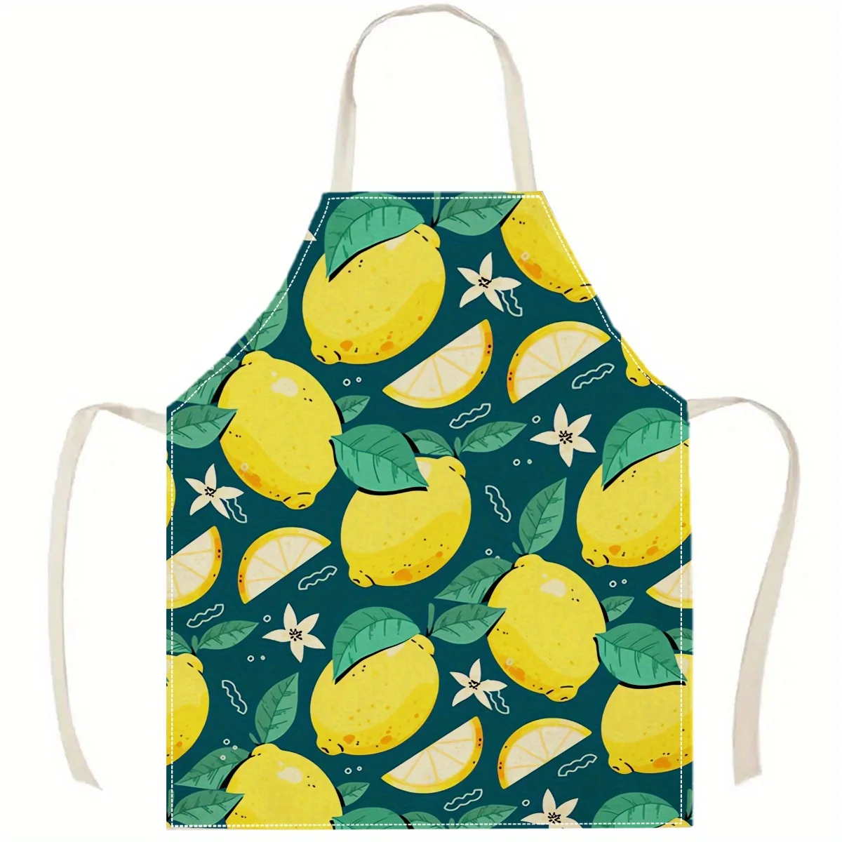 1pc Lemon Print Apron Fresh Fruit Kitchen Cooking Baking Gift Cute Design For Home Cooking And Baking