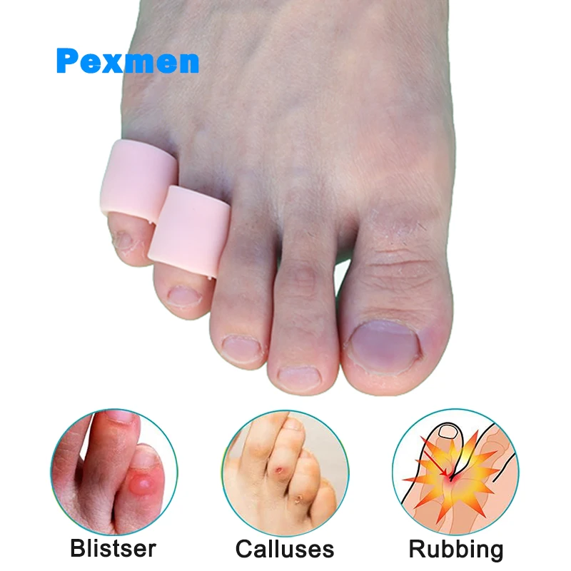 Pexmen 2Pcs Pinky Toe Sleeves Protectors Toe Covers Protect Toe from Rubbing Ingrown Toenails Corns Blisters and Hammer Toes