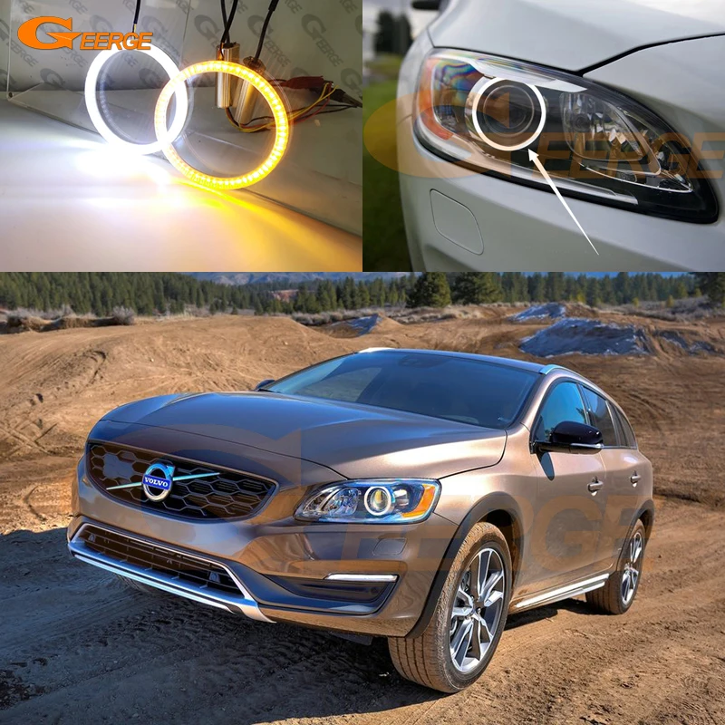 لفولفو S60 II 134 V60 155 157 2014 2015 2016 2017 2018 يوم ضوء الترا برايت مصلحة الارصاد الجوية LED عيون الملاك عدة خواتم هالة #2