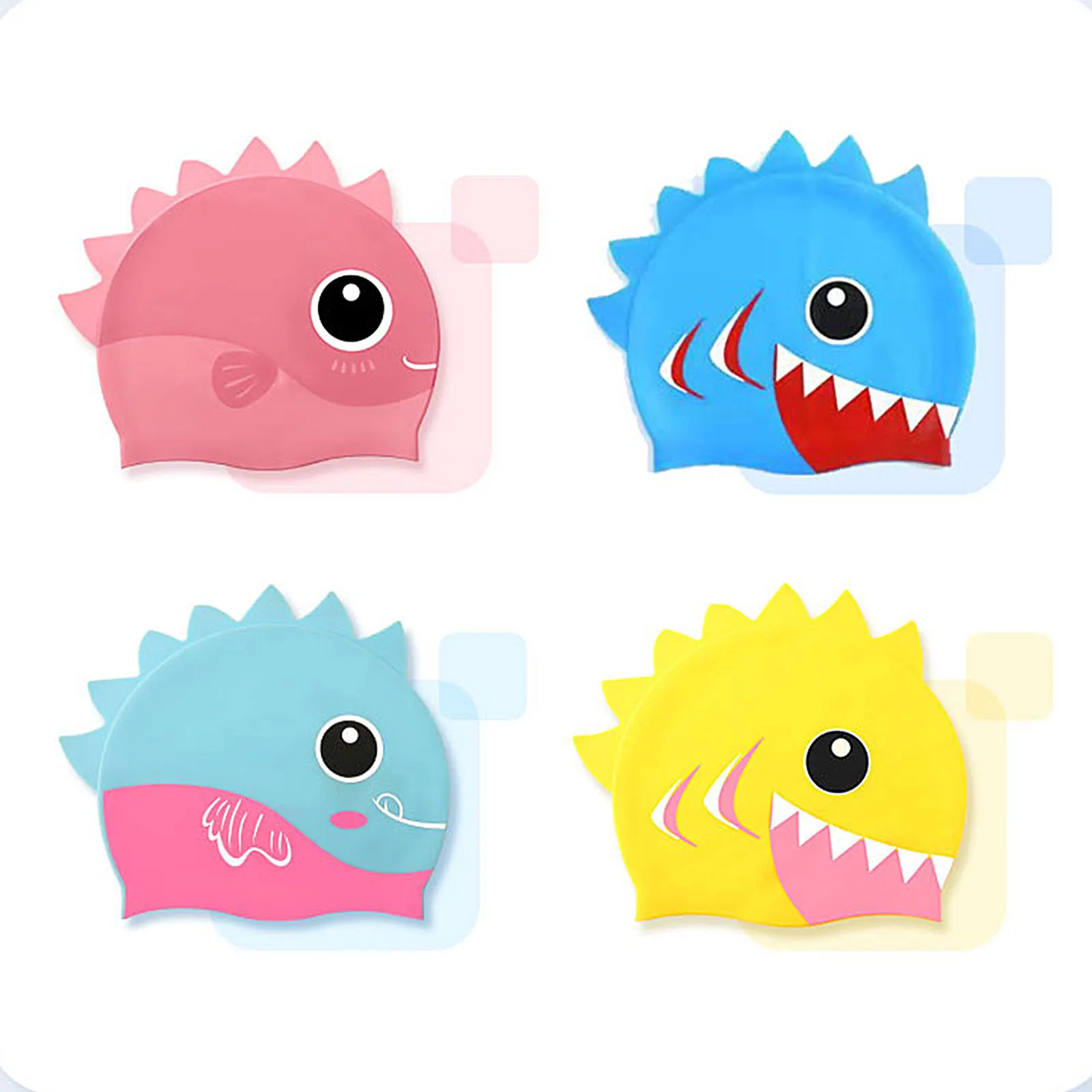 سباحة للأطفال من السيليكون بنمط الرسوم المتحركة على شكل سمكة صغيرة للسباحة من عمر 3 إلى 12 سنة باللون الأزرق #4