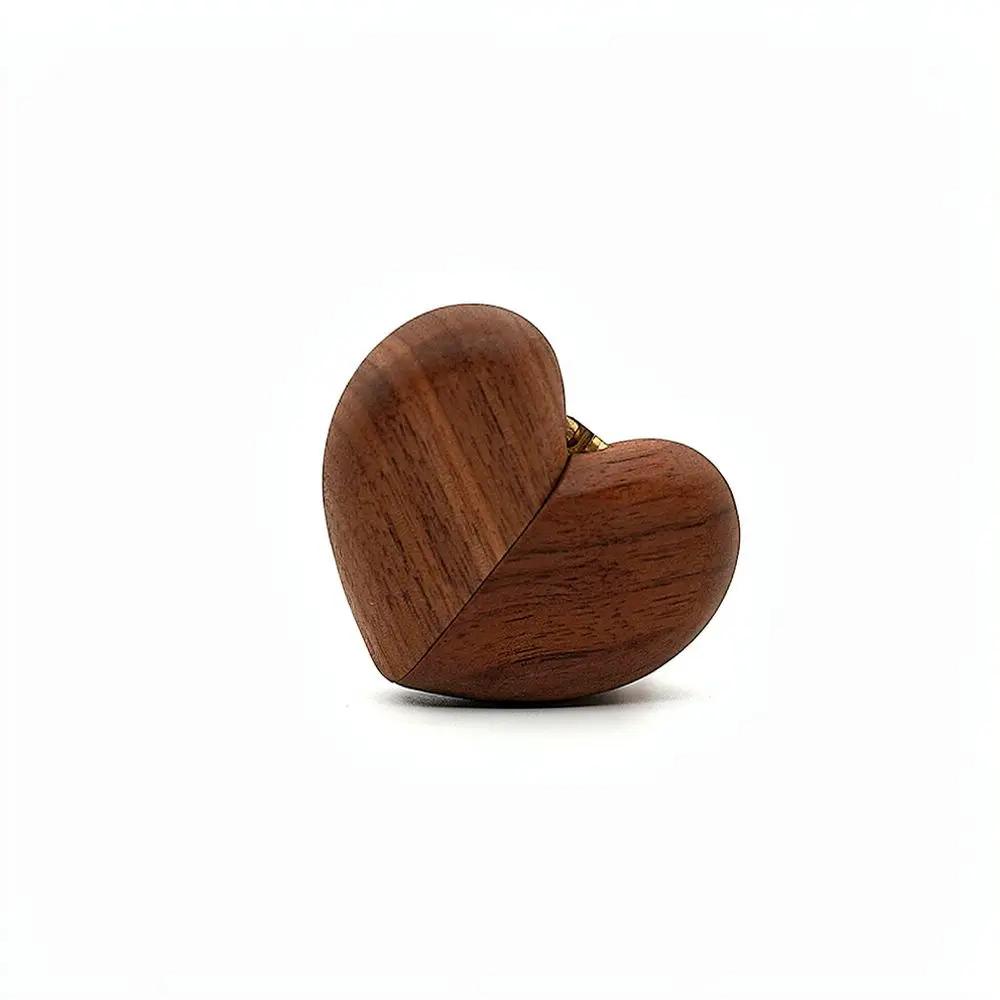 Natural Walnut Heart Ring Case Rustic Proposal Jewelry Organizer Personalized Wedding Engagement Gift Storage Box Display