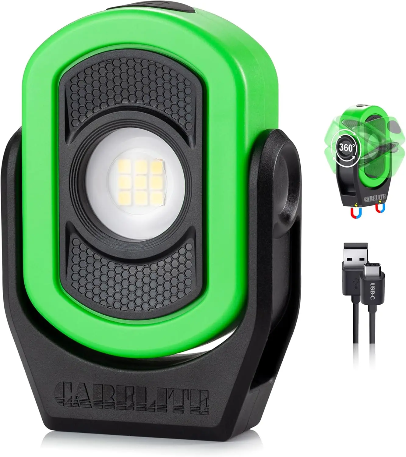 

Перезаряжаемый магнитный рабочий фонарь - 780 люмен, 360° ° Портативный шарнирный кронштейн для механиков и строительных площадок (зеленый)