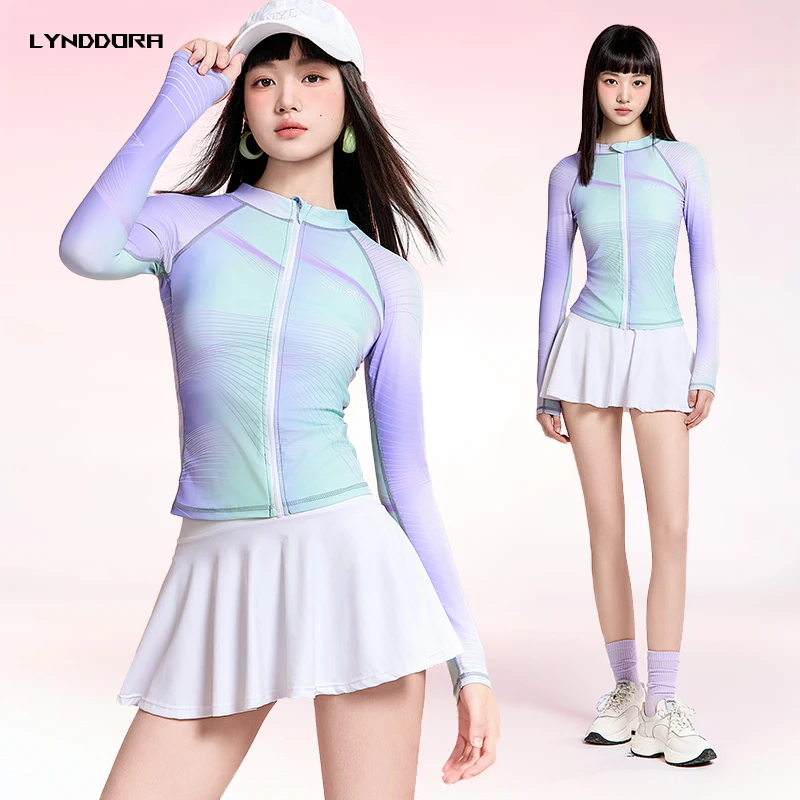 SAILBEE Long-Sleeved Sunscreen Swimsuits for Women Surfing Swimwear Quick Drying Jellyfish Suits Gymnastics Snorkeling Suits N22