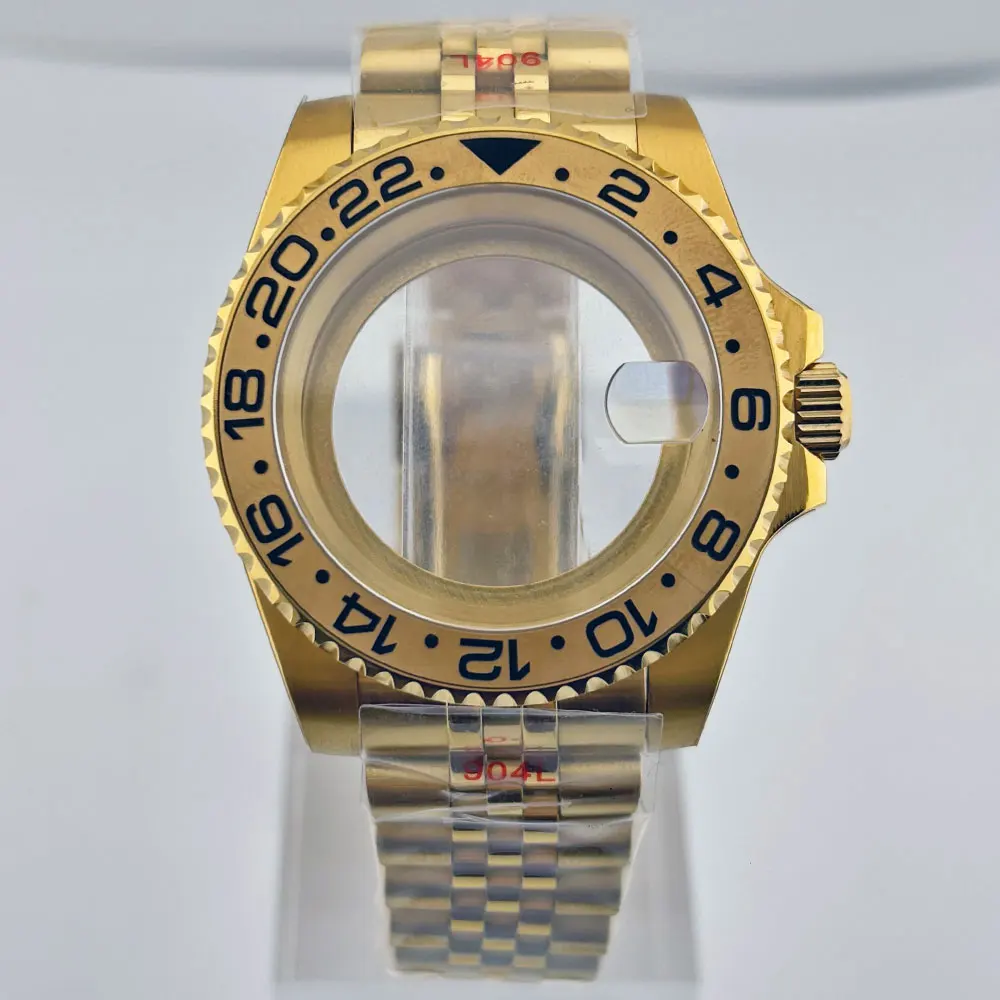 골드 316L 스테인레스 스틸 더블 턴 케이스 사파이어 GMT50BAR 방수 NH34 NH35 NH36 무브먼트 jubbile 스트랩에 적합