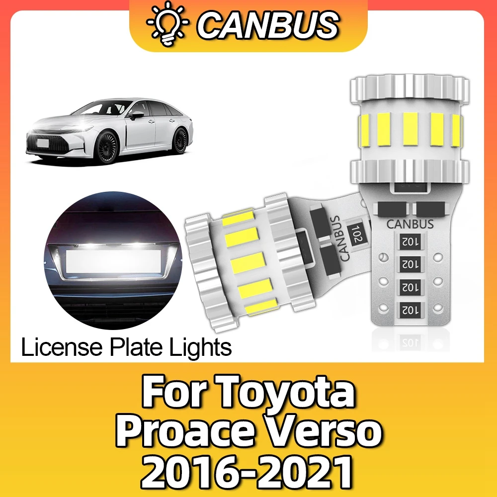 2PCS T10 LED Bulb W5W CANBUS Car Parking Door Lamp License Plate Map Light For Toyota Proace Verso 2016 2017 2018 2019 2020 2021