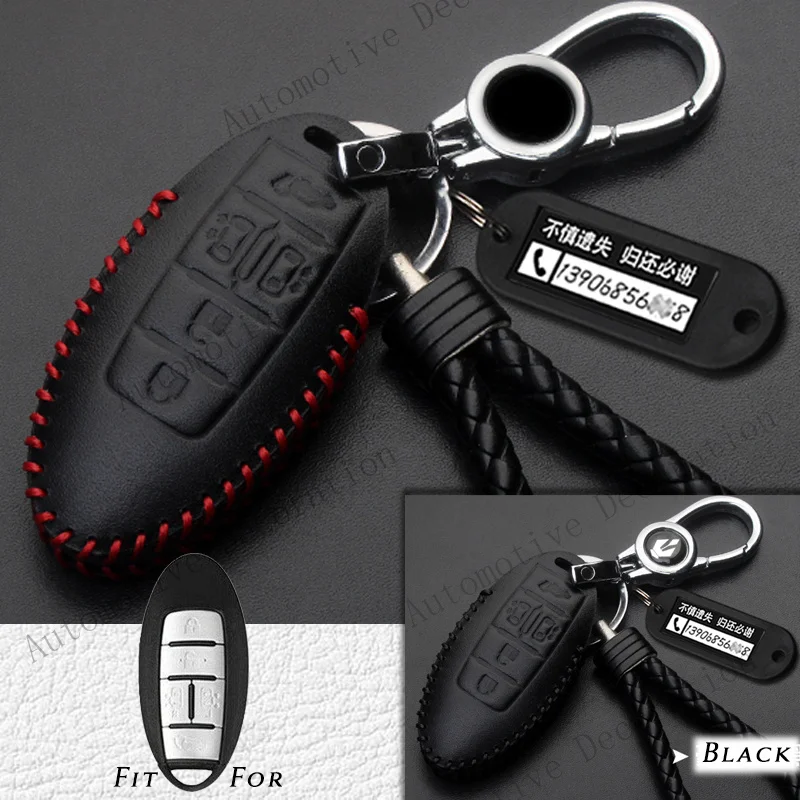 Z+ Genuine Leather Car Remote Key Fob Case Cover Holder Bag For Nissan Quest 11-15