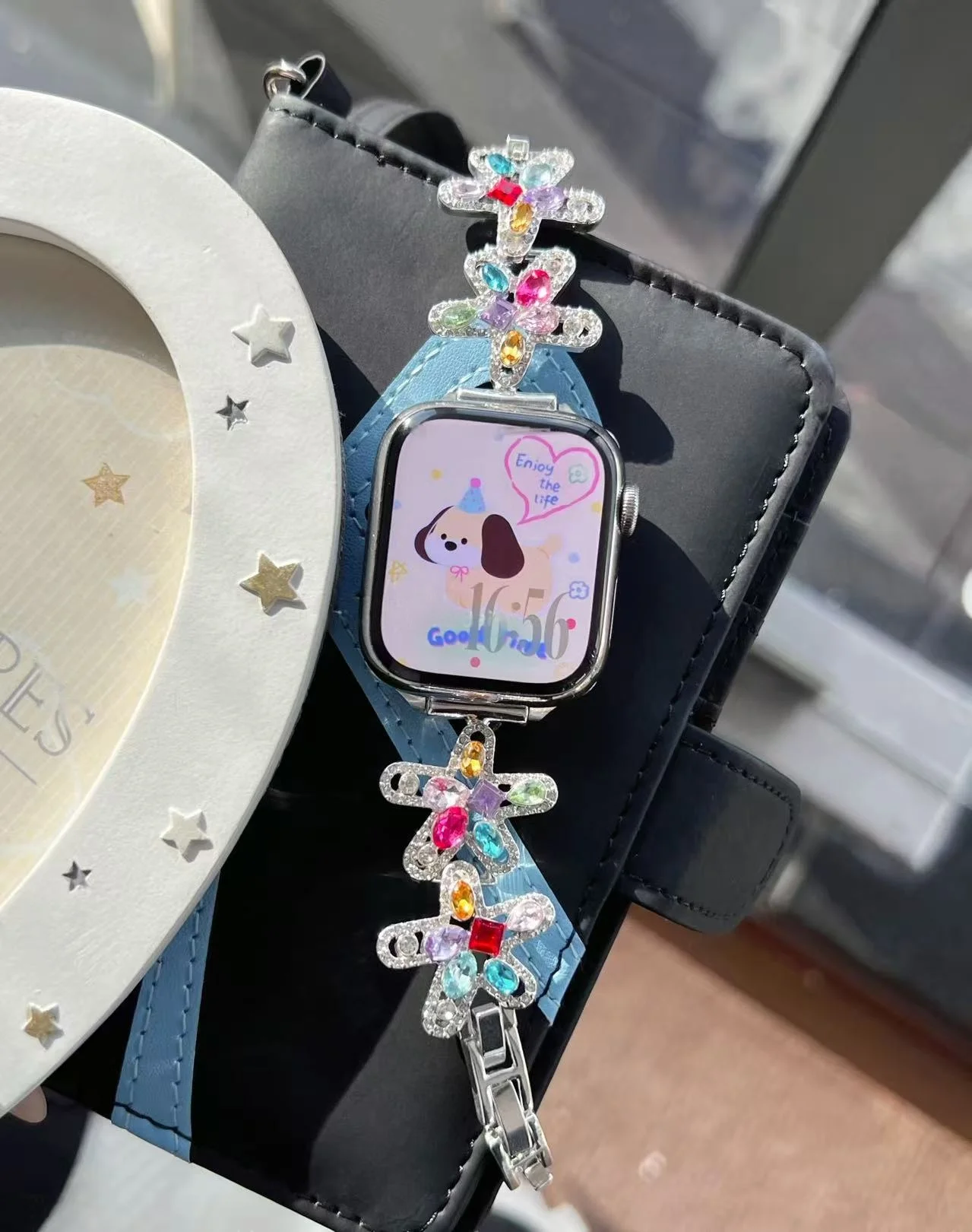 

Compatible with iWatch strap 38mm 40mm 41mm 42mm 44mm 45mm 49mm starfish color diamond fashionable strap