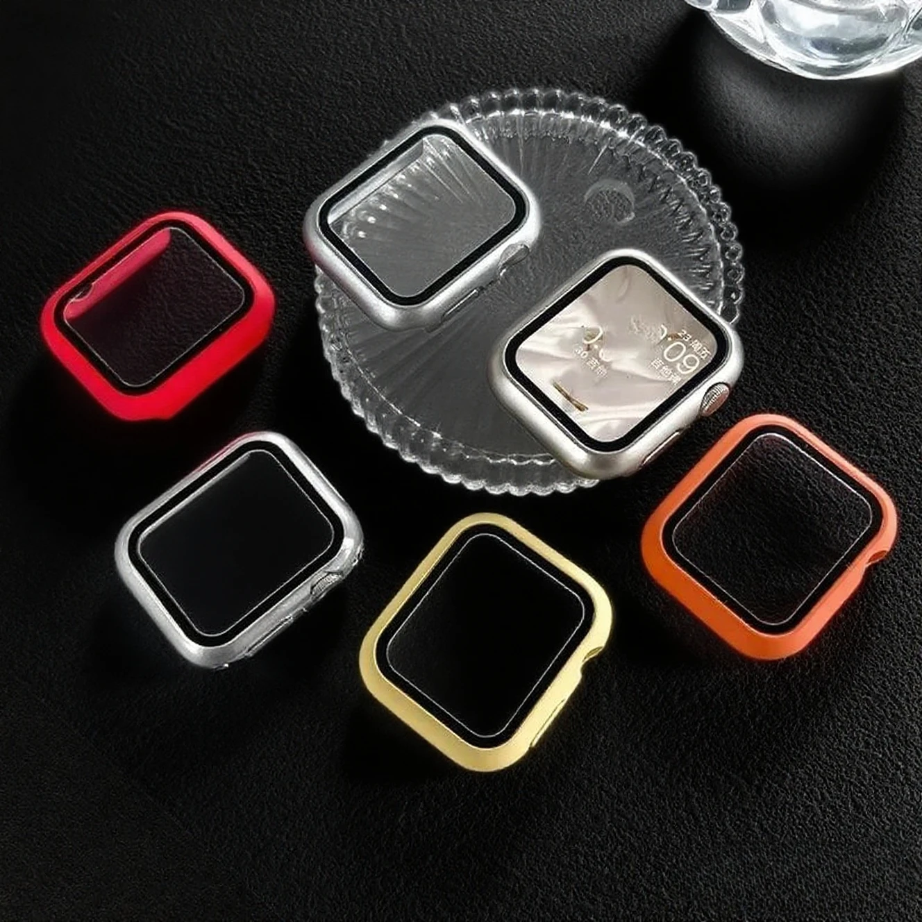 Glass+cover For Apple Watch Case series 9 8 7 6 5 4 3 SE 44mm 40 45mm 42-38-41mm bumper Screen Protector apple watch Accessories