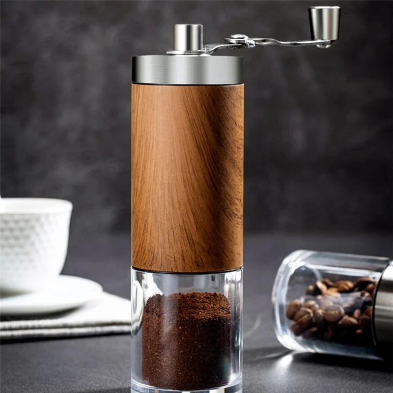 

AAAC-Coffee Bean Grinder Portable Wood Grain Stainless Steel Crank Hand Hand Coffee Grinder Kitchen Tool Grinder