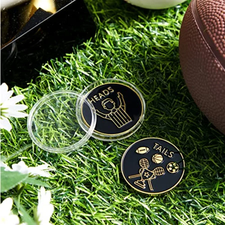 2 Pieces Referee Flip Coin Soccer Referee Portable Anti Rust Hard Alloy Referee Judge Toss Coins with Case for Football Soccer