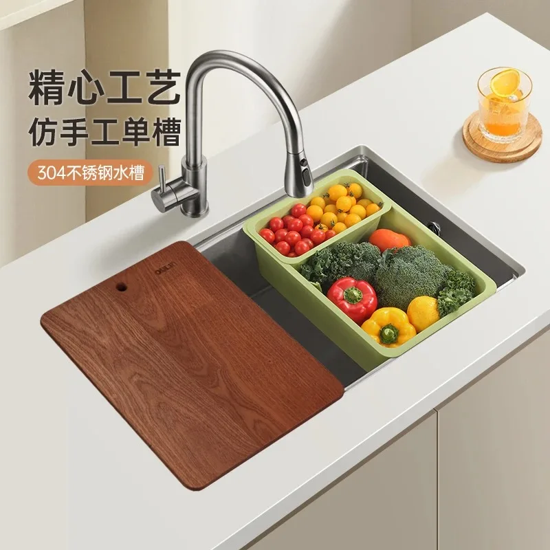 

Olin Sink 304 Stainless Steel Kitchen Household Vegetable Basin Large Single Nano Thickened Dishbasin