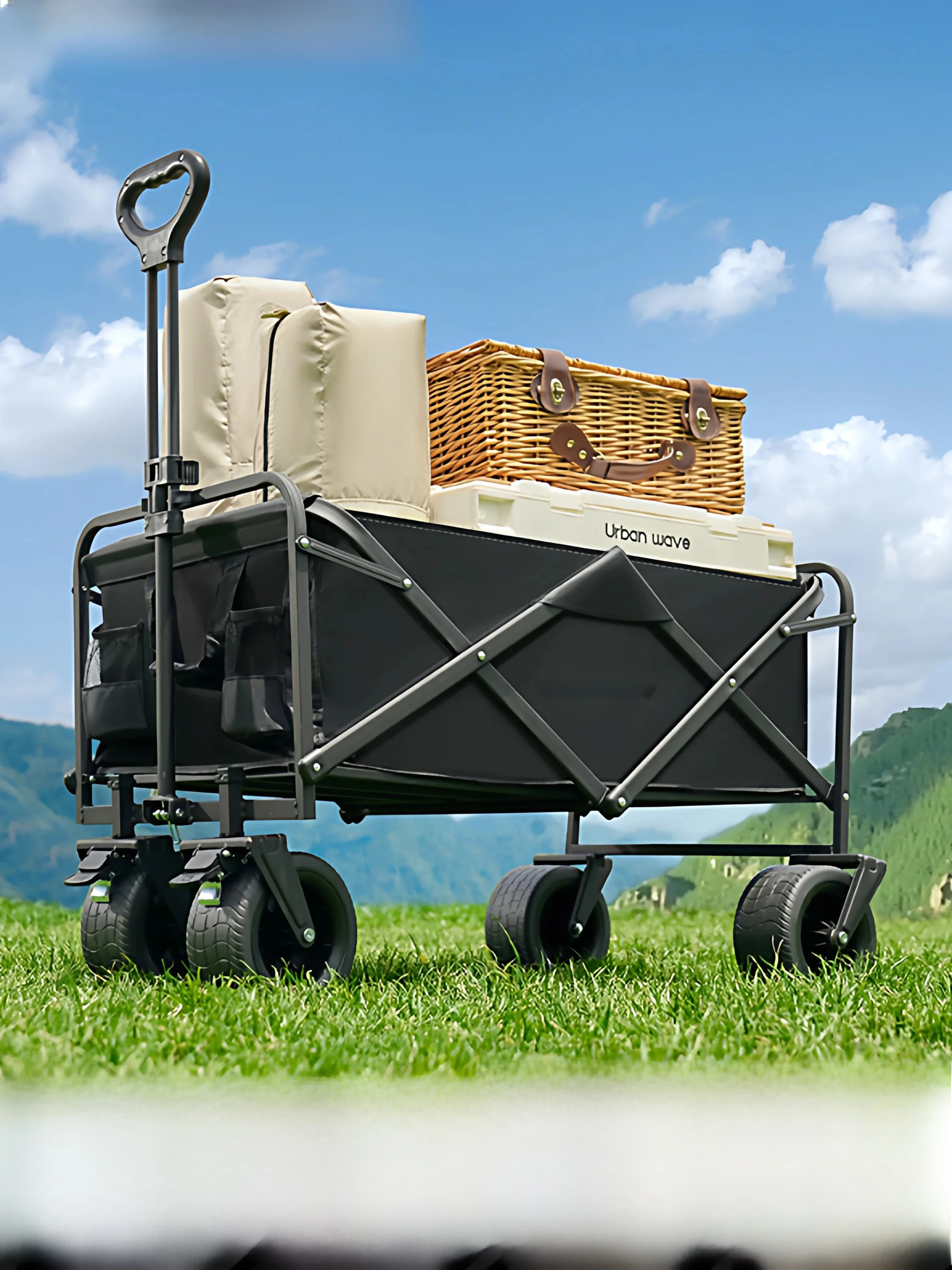 chariot-de-courses-portable-et-leger-remorque-de-camping-compacte-avec-poignee-de-traction-corps-metallique-pliable-et-durable-pour-tous-les-terrains