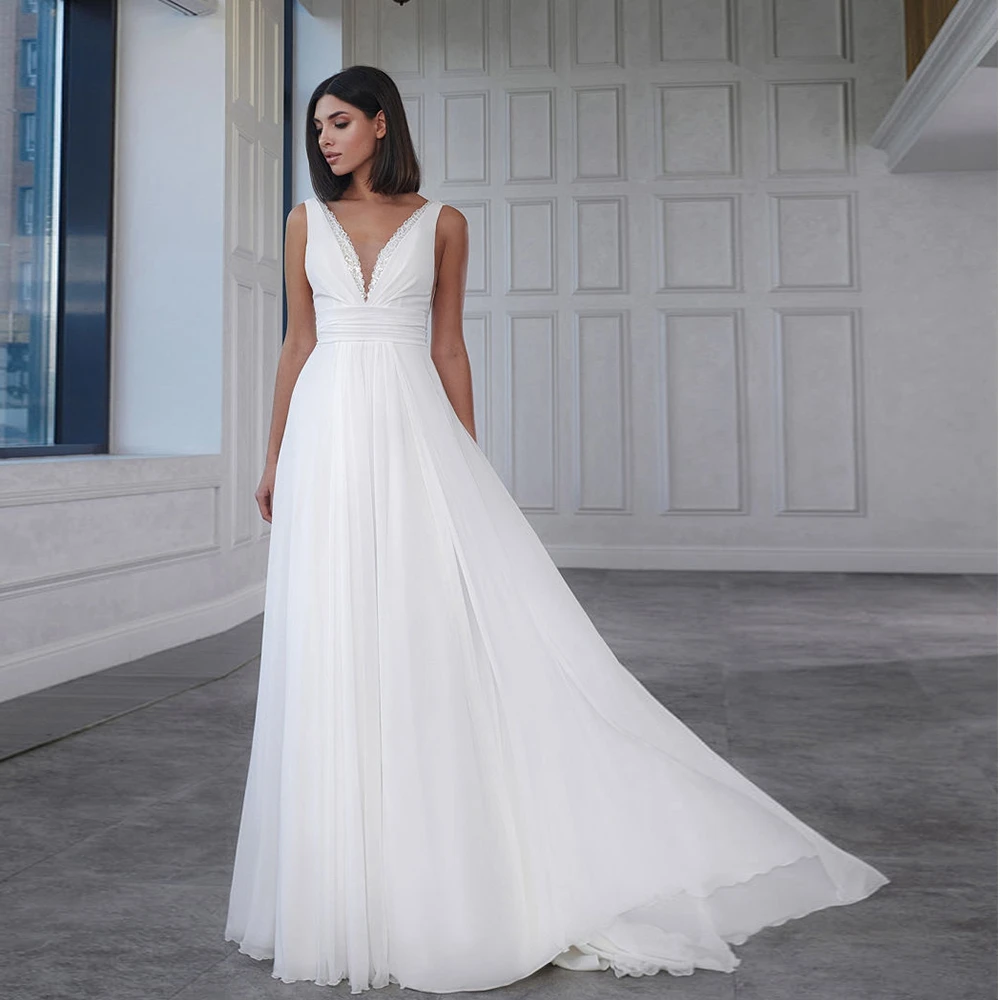 Elegant Strapless Cap Sleeve Wedding Dresses for Women Sleeveles Bridal Gowns 2024 Summer New Pleat Zipper Back Vestidos De