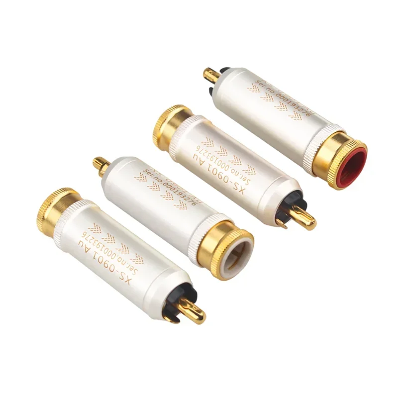 4Pcs RCA Plug Male Jack 10u Gold Plated Red Copper Signal Line Connector Amplifier HiFi Audio Cable Adapter