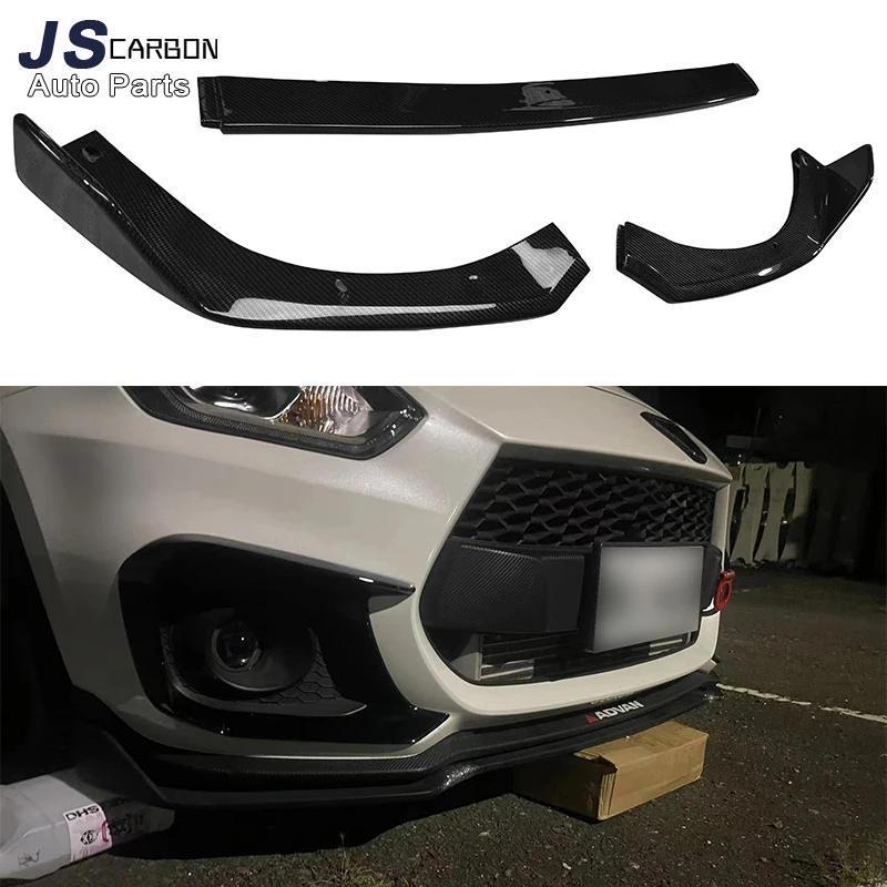 For Suzuki Swift Sport ZC33S 2018+ Carbon Fiber Front Lip Spoiler diffuser Short Chin Apron Bumper Shovel Guard Plate body kit