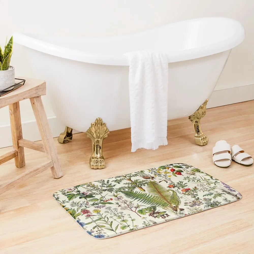 

Adolphe Millot - Plantes Medicinales 02 - Vintage french botanical illustration Bath Mat Bathroom Use Kitchen Rug Mat