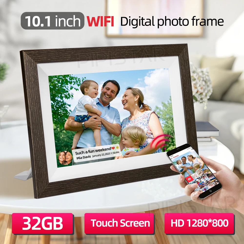 

WiFi digital photo frame 10.1-inch 32GB smart digital image frame with 1280x800 IPS touch screen holiday gift