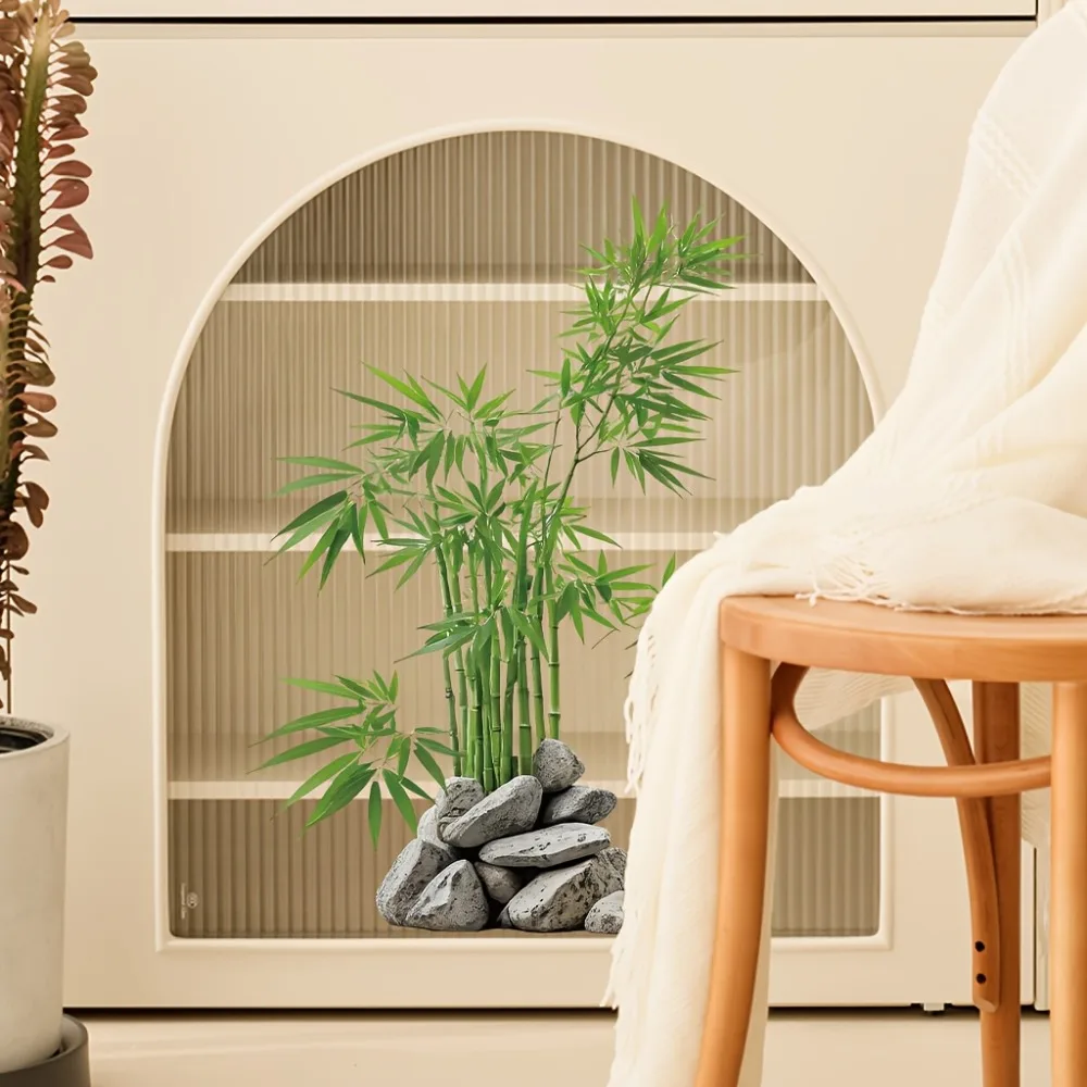 Watercolor Green Bamboo Leaf Plant Wall Stickers Decals Bedroom Bathroom Office Kitchen Playroom Home Decoration view 2