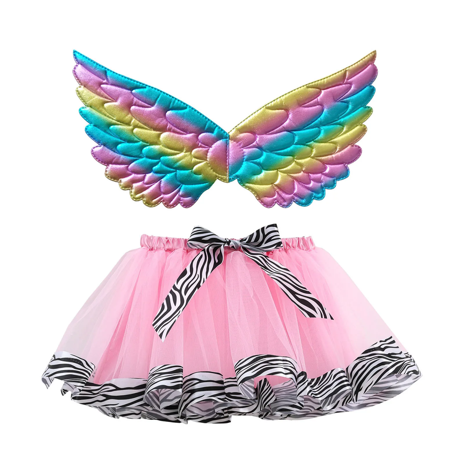 

Kids Girls Ballet Skirts Costume Holiday Party Tulle Dance Skirt With Wing Outfits 2024 Hot Selling Kids Costume