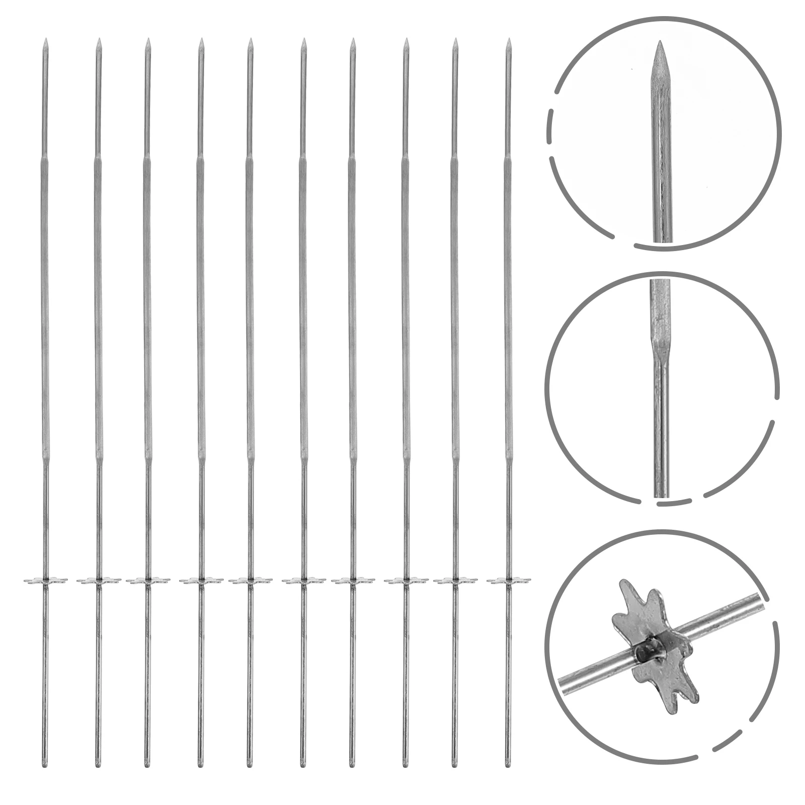 

10pcs Gear Barbecue Skewers Stainless Steel Reusable BBQ Kebab Sticks Grilling Tools Dinner Outdoor Activities