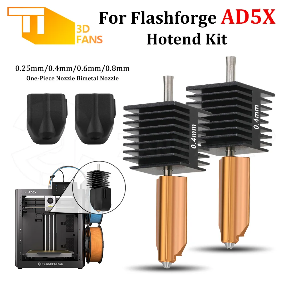 

Upgrade Bimetallic Hotend for Flashforge AD5X One-Piece Copper Alloy Heater Block Hardened Steel Nozzle 300℃