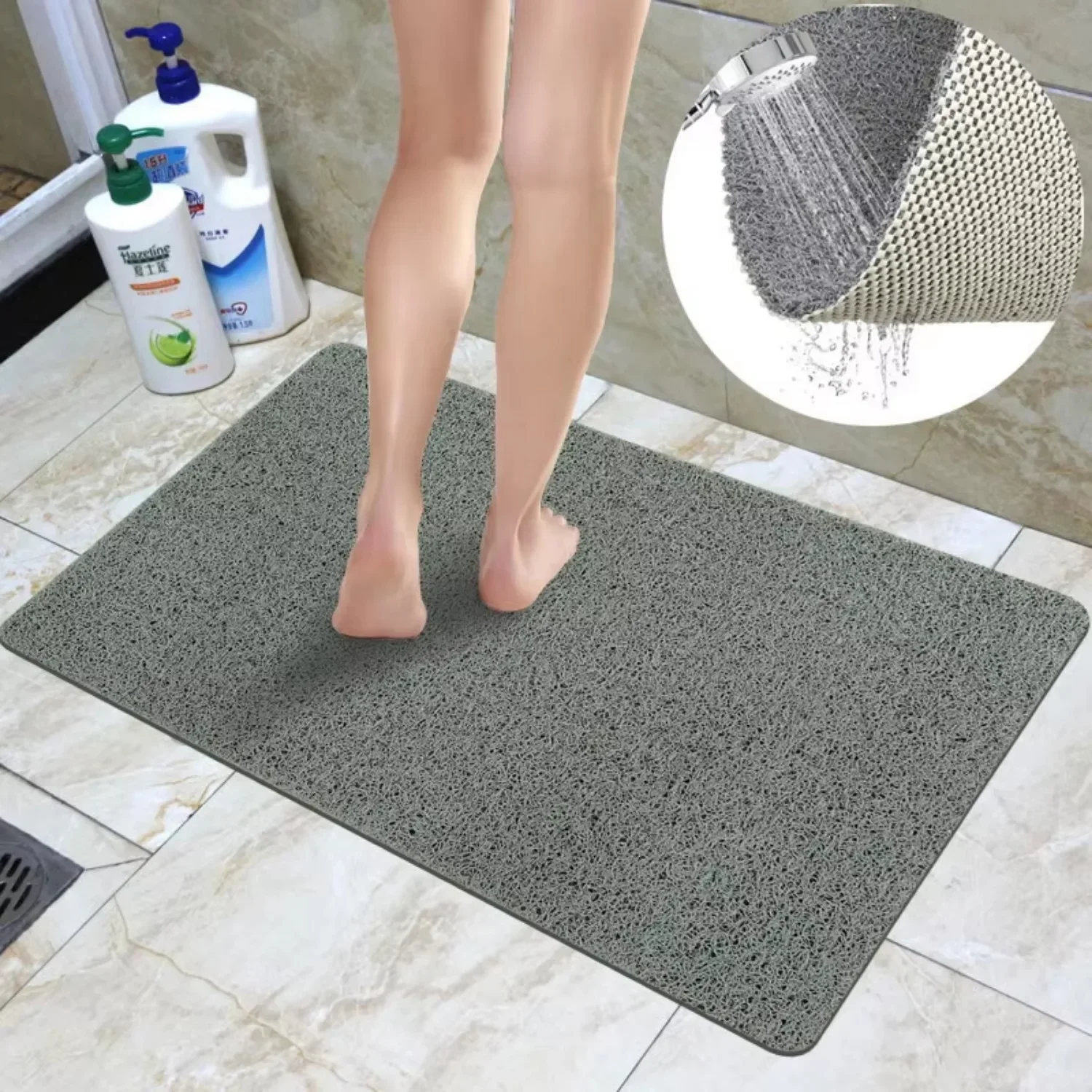 

PVC Soft and Comfortable Bathtub Shower Door Mat Non-slip Comfortable Bathtub Mat PVC Loofah Kitchen Mat Home Decoration