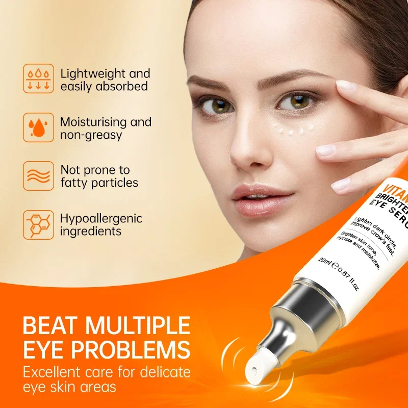 Crema antiojeras para ojos Vc, suero blanqueador y aclarante, eliminación de arrugas, reafirmante para ojos, cuidado de la piel, belleza, 20ml