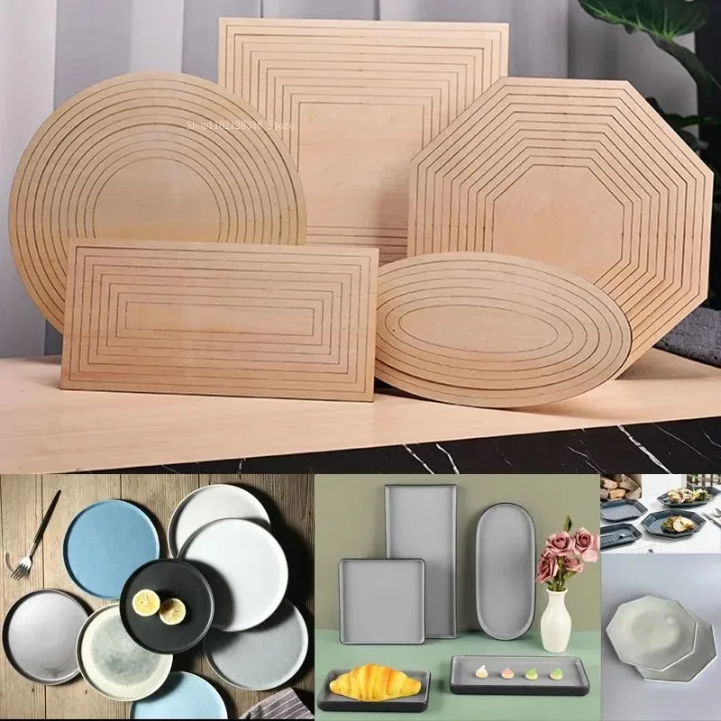 Latest Models Ceramic Plate Forming Mold Wood Concentric Geometric Hand-printed Blank-shaped Pottery Tools Clay Cutting