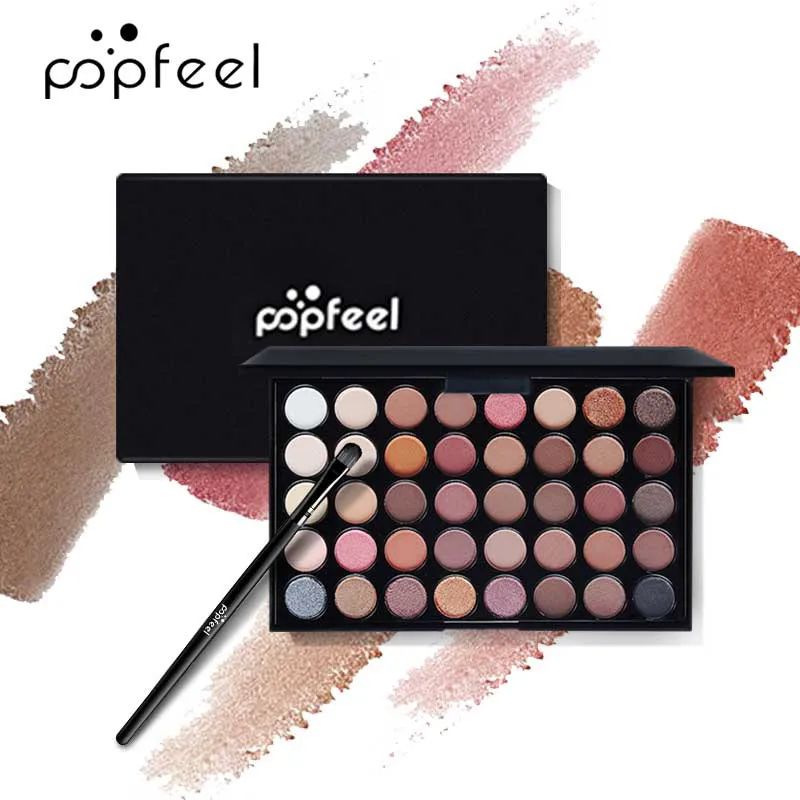 POPFEEL 40-Color Eyeshadow Palette with Brush, Highly Pigmented, Long-Lasting, Beginner-Friendly